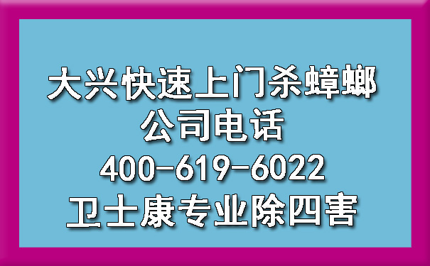 大兴快速上门杀蟑螂公司电话400-619-6022卫士康专业除四害